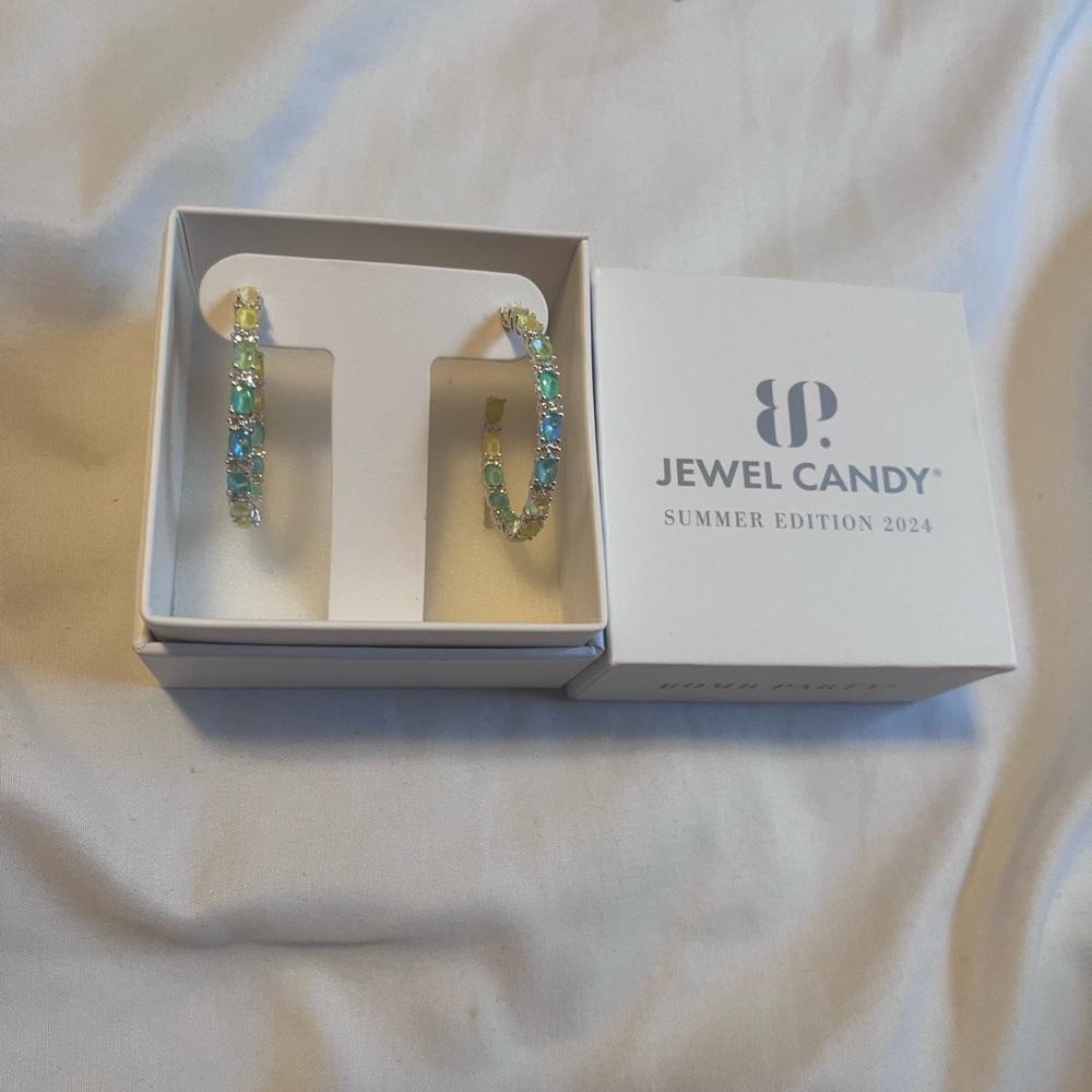 Bomb Party Jewel Candy - The Vera - Blue and Green Crescent Earrings